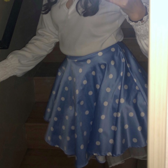 Blue Polka Dot Tutu Tulle Lined 50’s Skirt - Picture 2 of 3